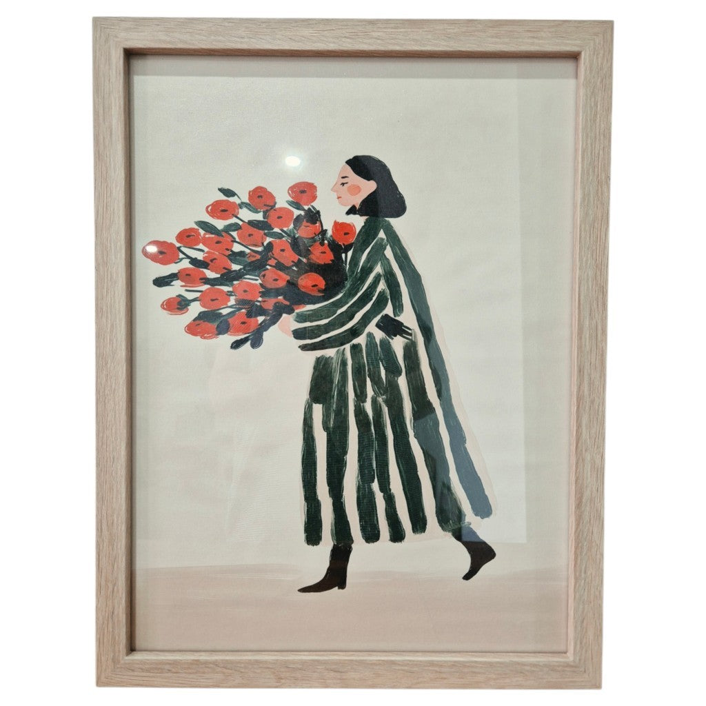 Woman carrying flowers
